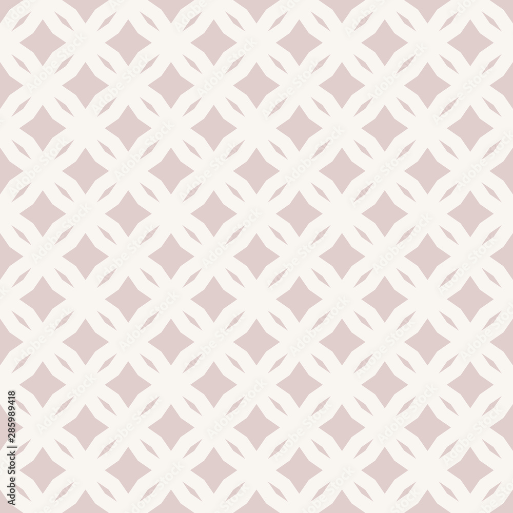 Fototapeta premium Vector abstract floral seamless pattern. Subtle beige diamond grid ornament