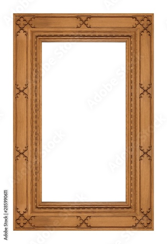 Panoramic wooden frame for paintings, mirrors or photo isolated on white background