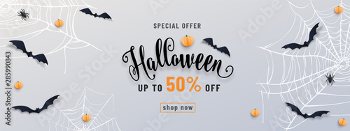 Fotografia Halloween sale banner, party invitation concept background