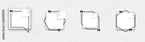 Innovative quotation template speech bubble set isolated on whit