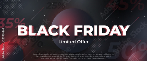 Black friday sale 2019, limited offer. Beautiful discount and promotion banner. 3d letters with shadow. Social media web banner for shopping, sale, product promotion. Futuristic design posters. Eps10