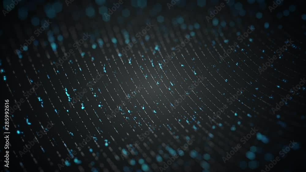Abstract background with animation of technology data transfer in optical fibers or different abstract cables as glow lines and glow particles. Animation of seamless loop. Abstract background with animation of technology data transfer in optical fibers or different abstract cables as glow lines and glow particles. Animation of seamless loop.