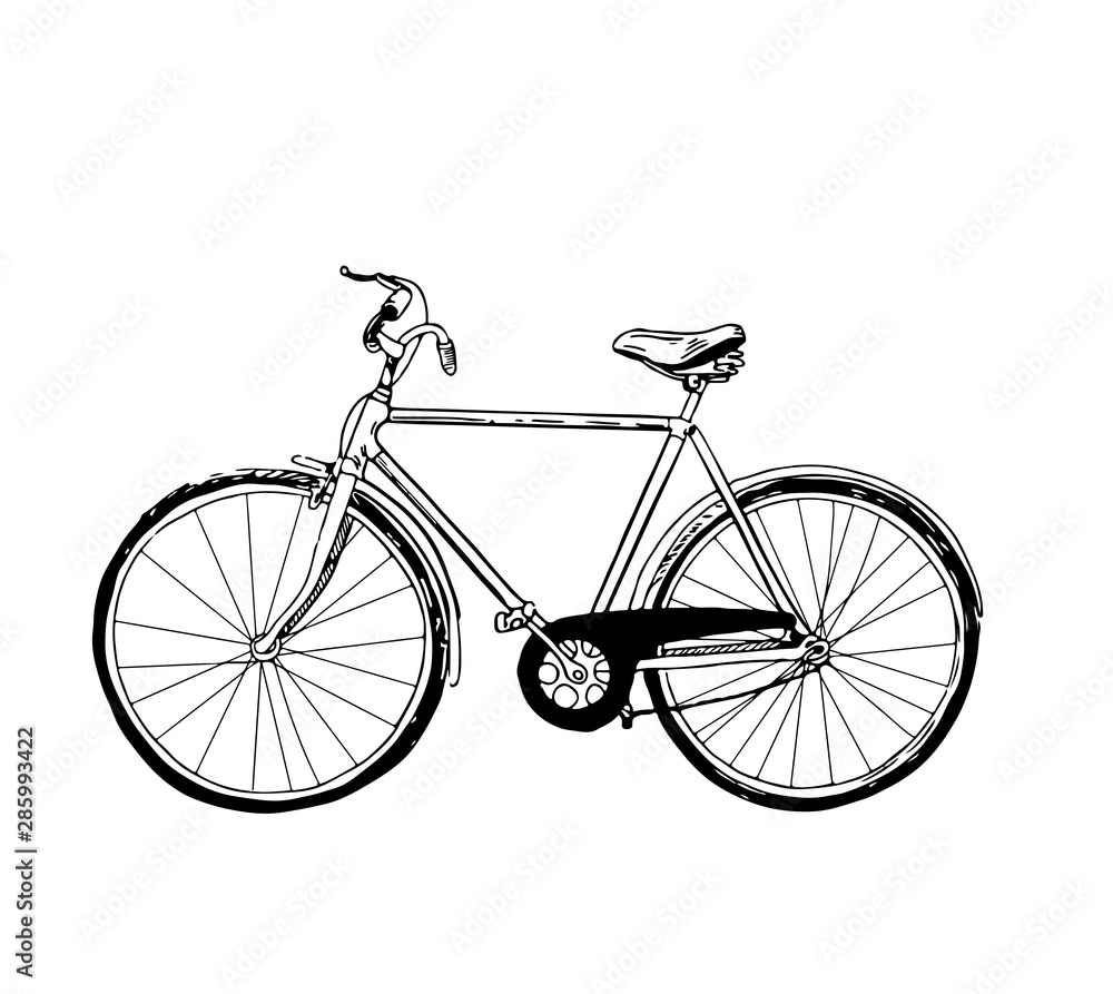 Racing bicycle. bicycle.. Vector hand drawn illustration