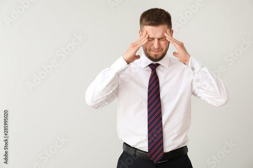 Businessman having panic at...