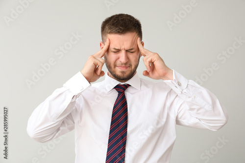 Businessman having panic at...