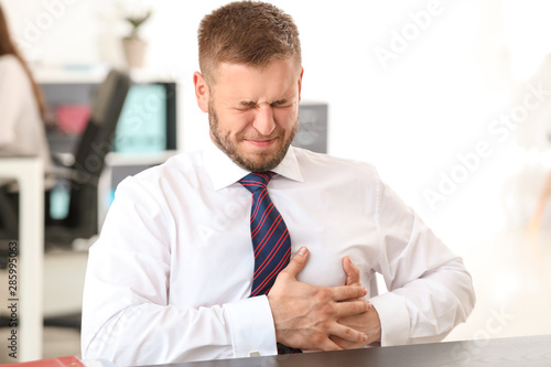 Businessman having panic at...