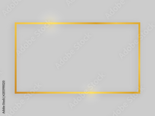 Gold rectangular shiny frame with glowing effects