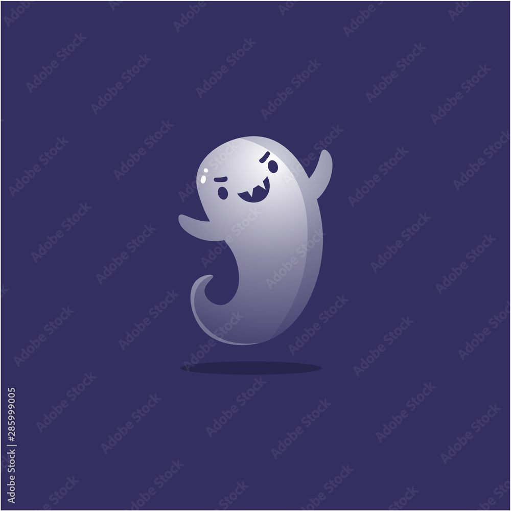 Ghost vampire. Raster illustration in the flat cartoon style Ghost vampire. Raster illustration in the flat cartoon style