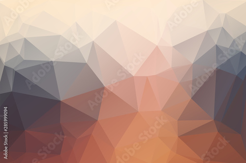 Brown blue grey orange Low poly crystal background. Polygon design pattern. Brown blue grey orange Low poly vector illustration, low polygon background.