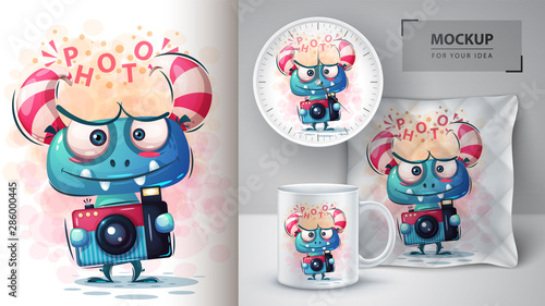 Cute selfie monster - mockup for your idea