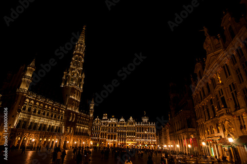 Beautiful night view at Grand-Place  Grote Markt . The central square of Brussels with the city s Town Hall. One of the most beautiful squares in the world. Brussels  Belgium