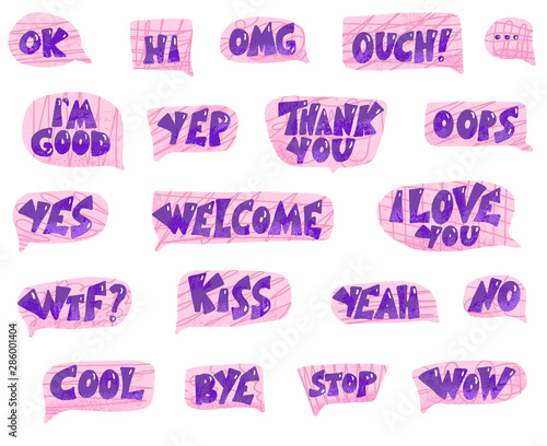 Set of short phrases. Vector illustration.