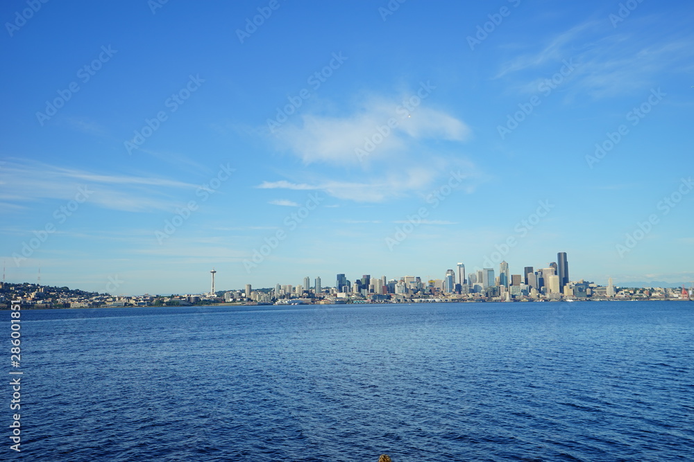 Beautiful waterfront downtown of Seattle, in  Washington State