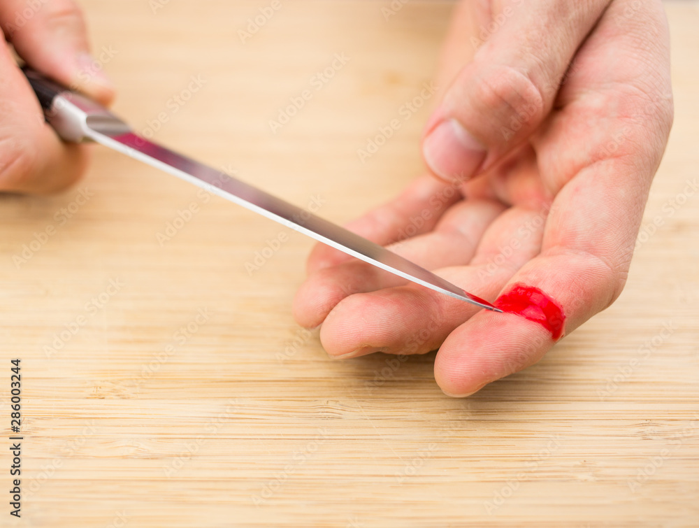 Male Hands Slicing Eggplant Knife Wooden Board Stock Photo by