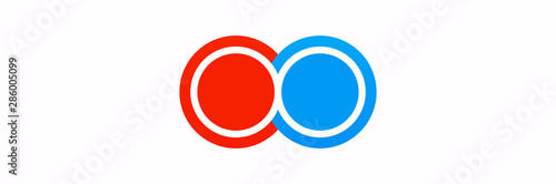 2 components chart make up something. Modern business circle infographics two options banner. Vector layout piece chart workflow. 2 piece diagram number component. Two step up options for web design