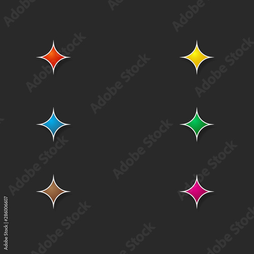 Set of colored stars for the interface on a dark background. Vector illustration