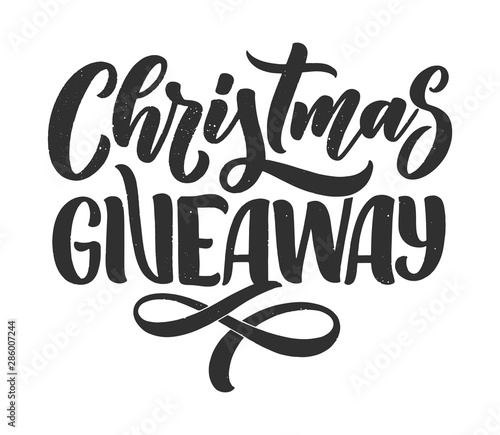 Vintage card with christmas giveaway lettering. Calligraphy text. Decoration template. Vector illustration for holiday design.