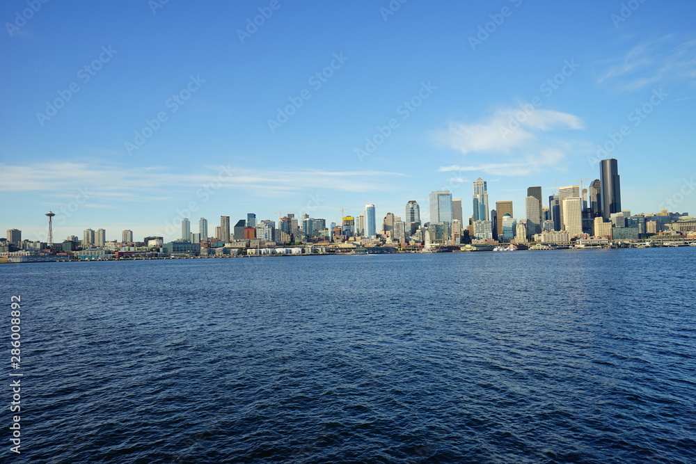 Beautiful waterfront downtown of Seattle, in  Washington State