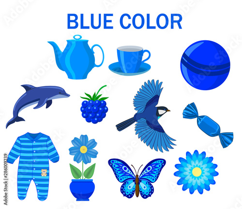Blue objects on a white background