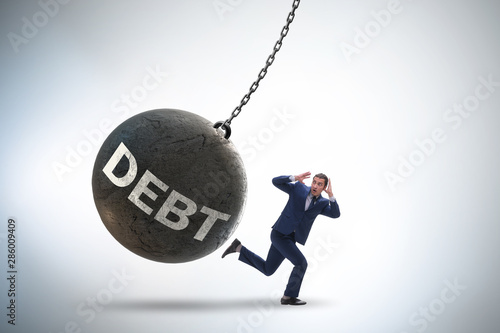 Photo Businessman in debt and loan concept
