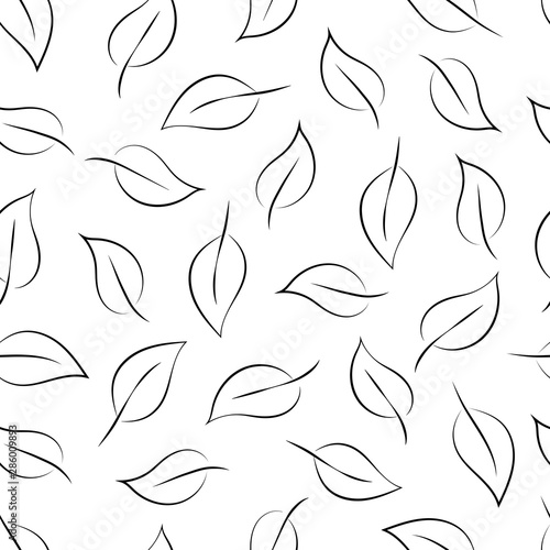 Hand-drawn seamless natural pattern leaf contours for textiles, wallpaper and advertising