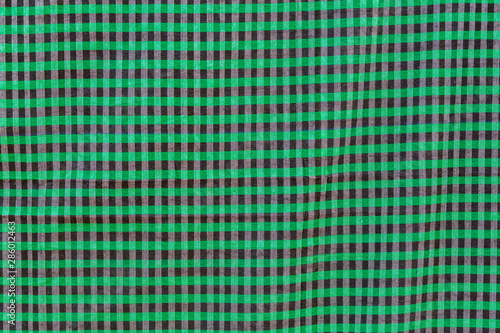 Green and Black strip cotton Gamcha(Bath towel) Fabrics Close-up. photo