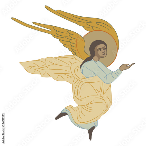 Flying angel. Russian icon. Christian symbol.