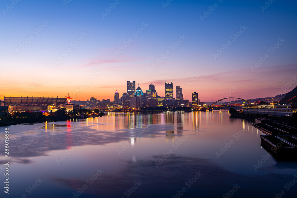 Dawn over Pittsburgh from the West End Bridge