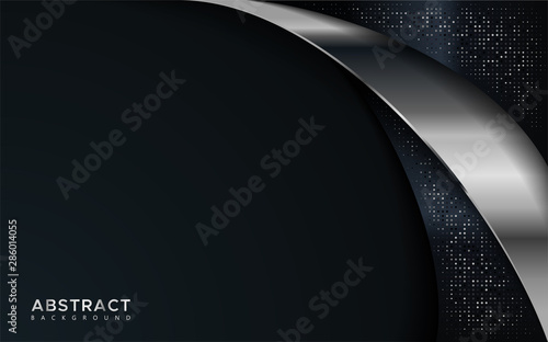 Realistic navy blue combine with silver and black line textured overlap layer background