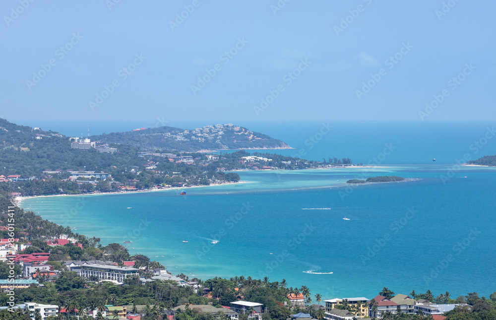 Aerial landscape view of Chaweng beach at Koh Samui island Thailand