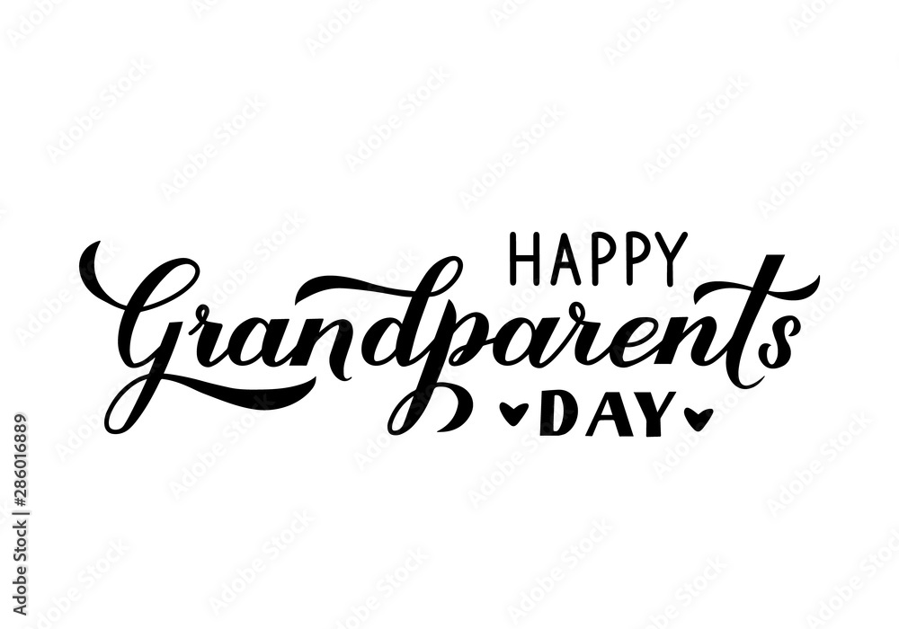 Happy Grandparents Day calligraphy hand lettering isolated on white. Greeting card for grandmother and grandfather. Easy to edit vector template for banner, poster, postcard, t-shirt, mug, etc.
