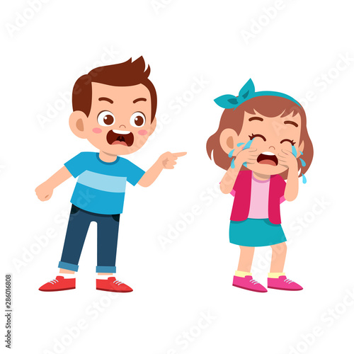 kid bully friend bad behavior vector