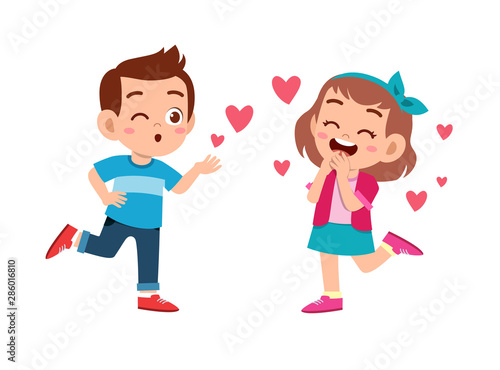 kids couple in love vector illustration