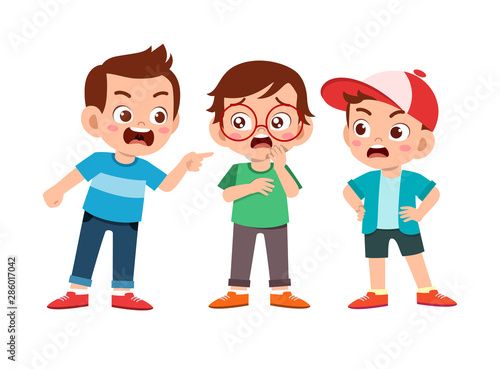 kid bully friend bad behavior vector