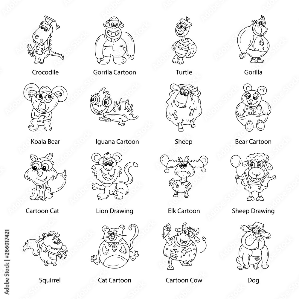 Animals Cartoons Vectors Bundle 