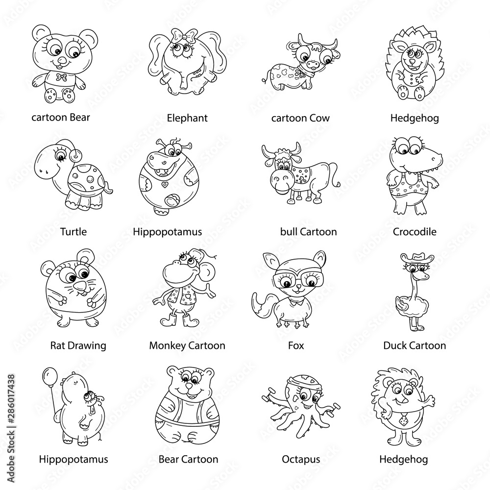 Animals Cartoons Hand Drawn Vectors 