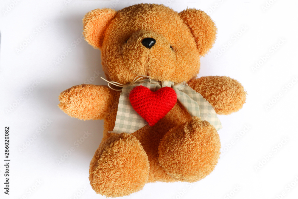 Teddy brown with shape heart on isolate background vintage give symbol Teddy brown with shape heart on isolate background vintage give symbol