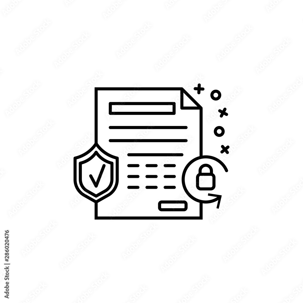 Document shield lock security icon. Element of cyber security icon Document shield lock security icon. Element of cyber security icon