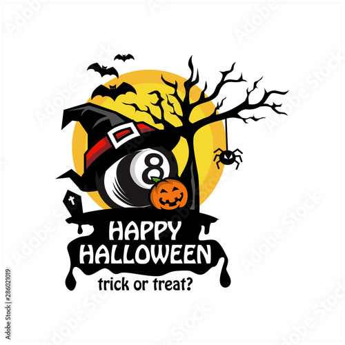 Billiard Halloween Tree Moon Logo