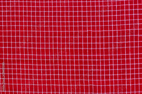 Red and white strip cotton Gamcha(Bath towel) Fabrics Close-up.