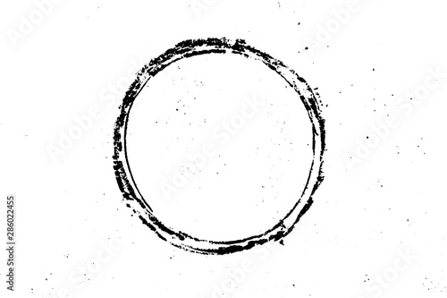 Grunge black texture in round shape on white background (Vector). Use for decoration, aging or old layer