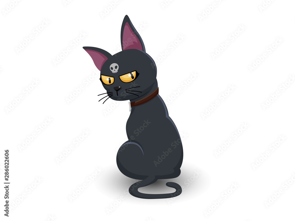 Halloween cartoon black cat. Concept animal cat halloween day Vector and Illustration Art design. isolated on white background Halloween cartoon black cat. Concept animal cat halloween day Vector and Illustration Art design. isolated on white background