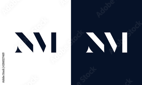 Abstract letter NM logo. This logo icon incorporate with abstract shape in the creative way. photo