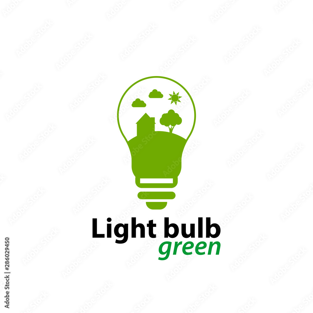 Ecology light bulb green logo icon design templat on White Background,Vector Illustration Ecology light bulb green logo icon design templat on White Background,Vector Illustration
