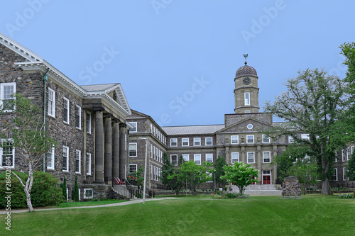 HALIFAX, CANADA - AUGUST 2019: Dalhousie University, with old stone buildings on a hilltop, is one of Canada's oldest and most prestigious universities.