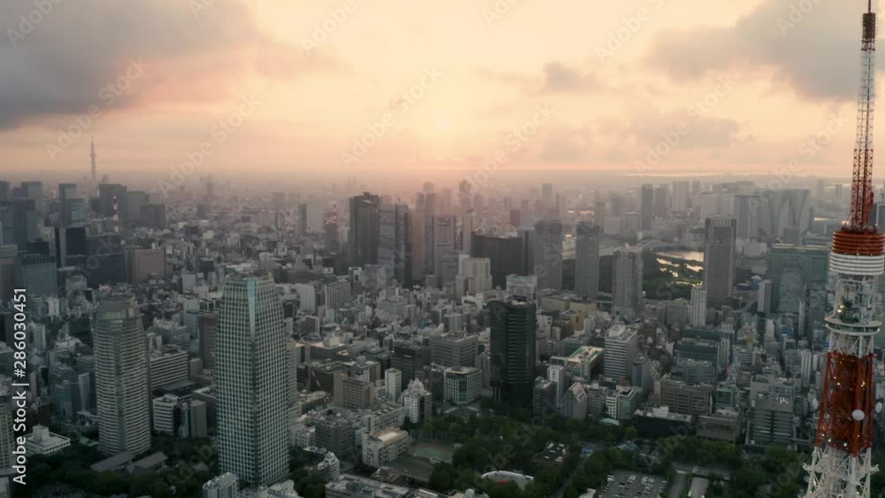 Tokyo skyline at sunrise, Japan - 4k Aerial drone footage Tokyo skyline at sunrise, Japan - 4k Aerial drone footage