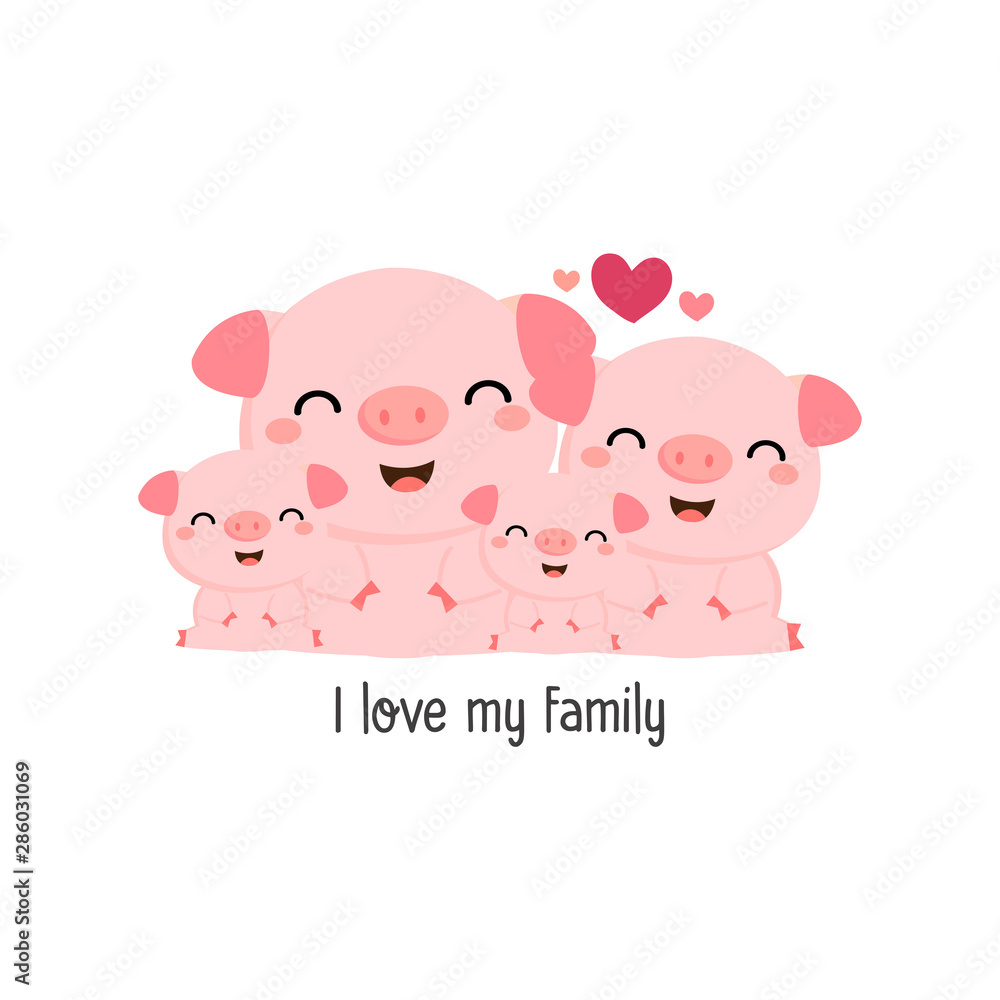 Cute pig family. Cute pig family.