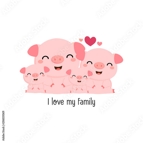 Cute pig family. 