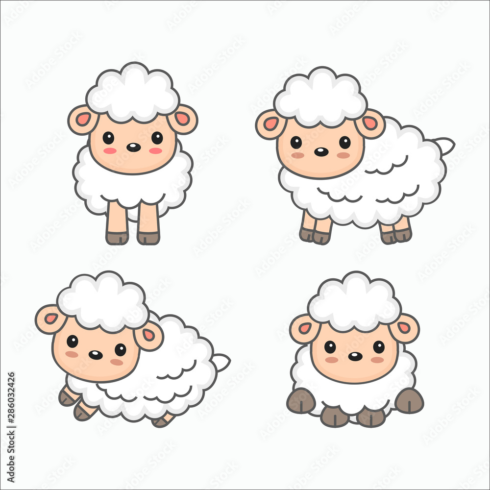 Cute sheep cartoon. Vector illustration for kids. Cute sheep cartoon. Vector illustration for kids.