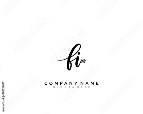 FI Initial Handwriting Logo Template Vector